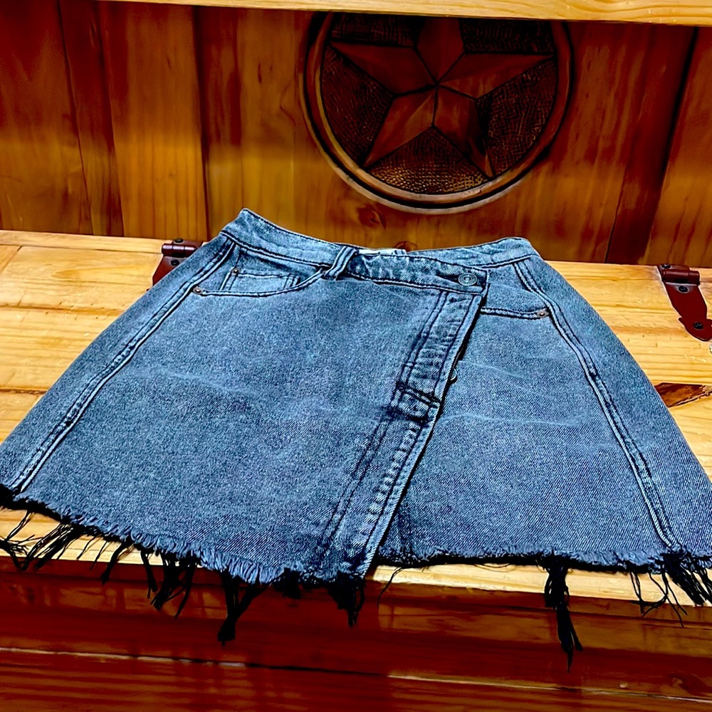 Black denim skirt